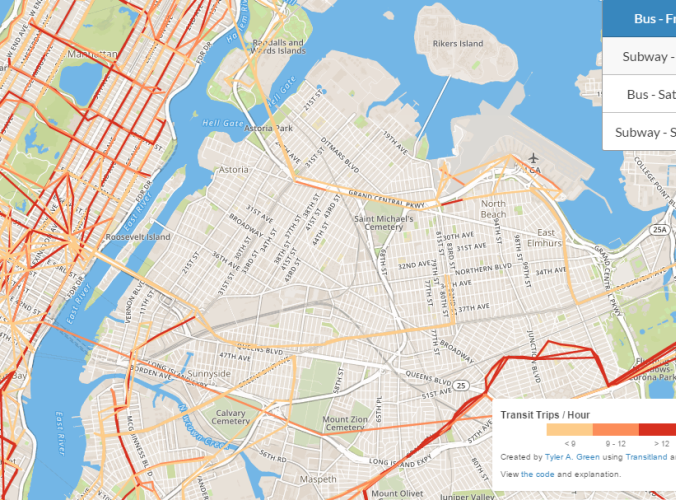 Queens bus routes in a New York City Transit Visualization