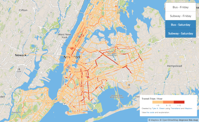 Saturday service in a New York City Transit Visualization