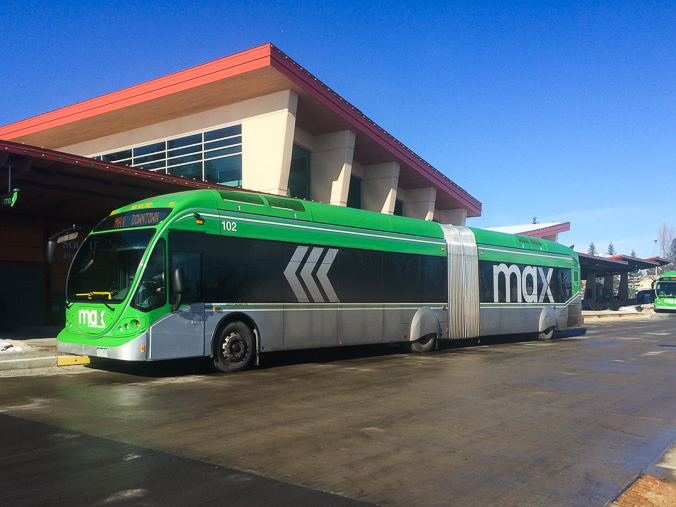 MAX 102 from the fleet of Transfort MAX buses