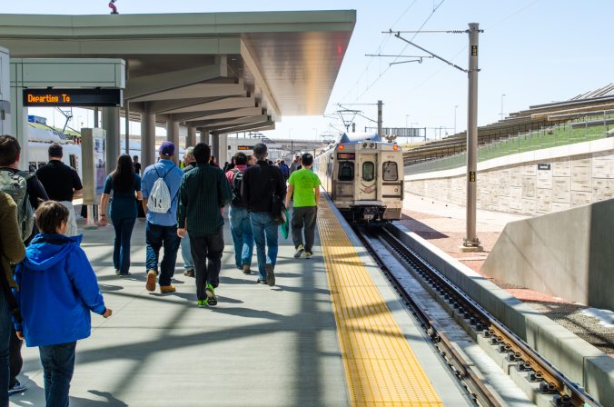 The public makes its way to the first ride on the A line!