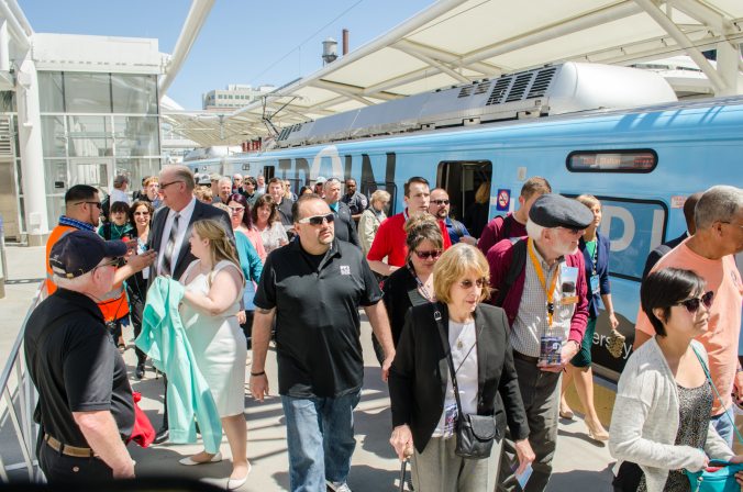 The first passengers arriving at Union Station on the A line!