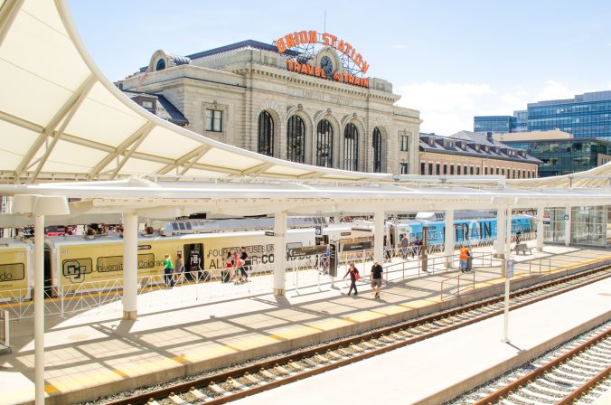 Downtown Denver has come a long way in the last few years. The #TrainToThePlane sits proudly and personified on the backside of Union Station in this photo.