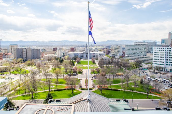 The views looking westward were stunning! Unfortunately, the mountains were more impressive in real life. It was neat to think how all the grass between the capitol and city building had been covered with fans (including myself!) during the Broncos Super Bowl Parade and celebration just a few short months ago.