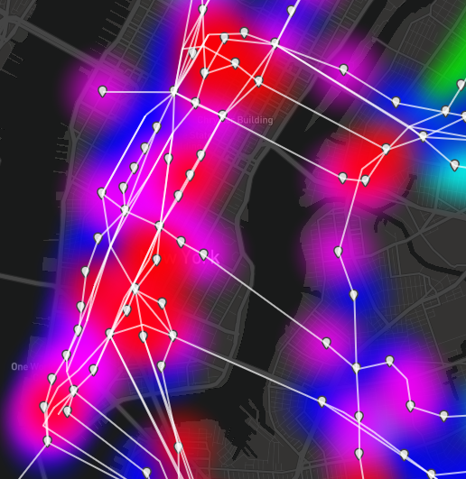 Outward accessibility picks out hotspots of importance in a graph network. These can vary slightly due to the random nature of this algorithm, but should converge over time with enough random walks.